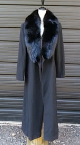 Vintage Lambswool Full Length Coat with Fur Collar
