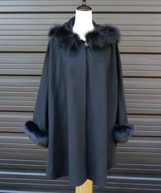 Vintage Saint John's Lambswool Coat/Cape with Hood