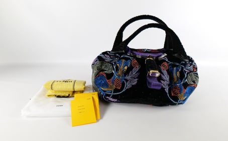 Fendi Velvet Embroidered Squirrel Spy Bag