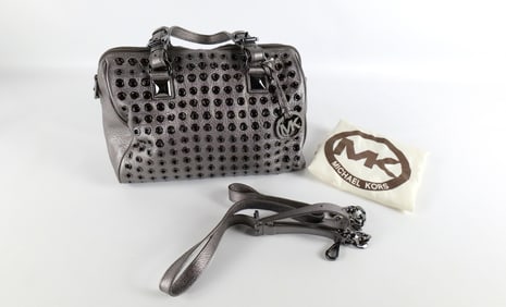 Michael Kors Grayson Gunmetal Grommet Satchel