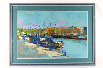 Framed Serigraph - Harbor Scene
