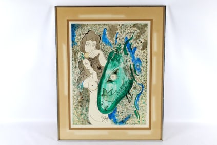 Framed Lithograph by Marc Chagall "Paradise II/Green Donkey"