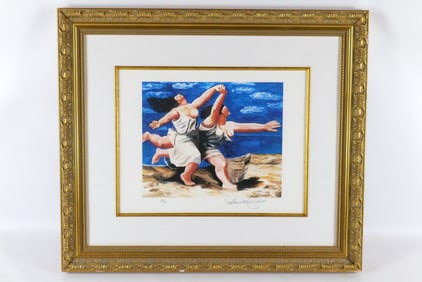Framed Lithograph by Pablo Picasso "Two Women Running on the Beach"