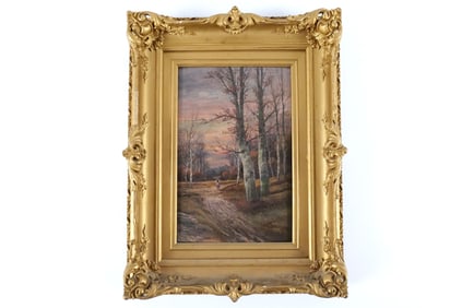 19th Century Oil on Wood Panel by B. Lambert