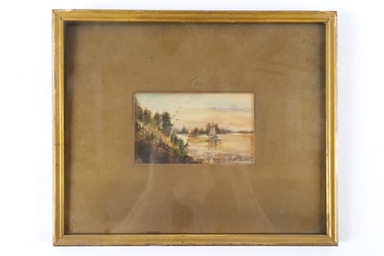 19th Century Watercolor on Paper - Sailboat