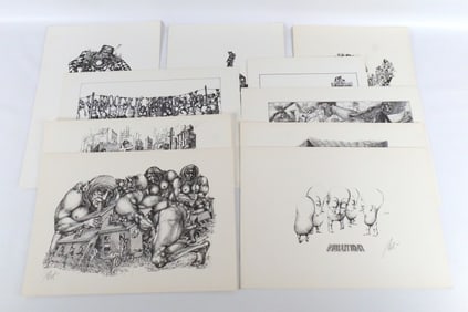 Lot of 10 Lithographs by Aebi (Surrealist)