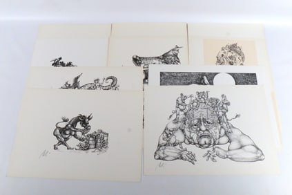 Lot of 10 Lithographs by Aebi (Surrealist)