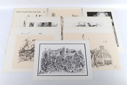 Lot of 10 Lithographs by Aebi (Surrealist)