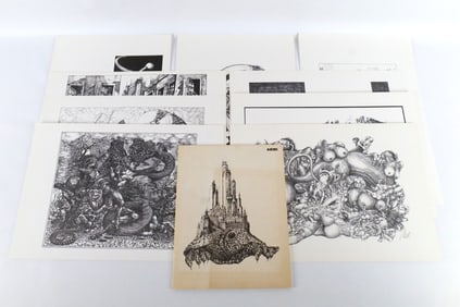 Lot of 9 Lithographs and a Book by Aebi