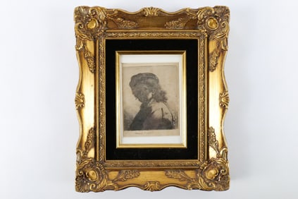Engraving by Rembrandt - Portrait of a Man