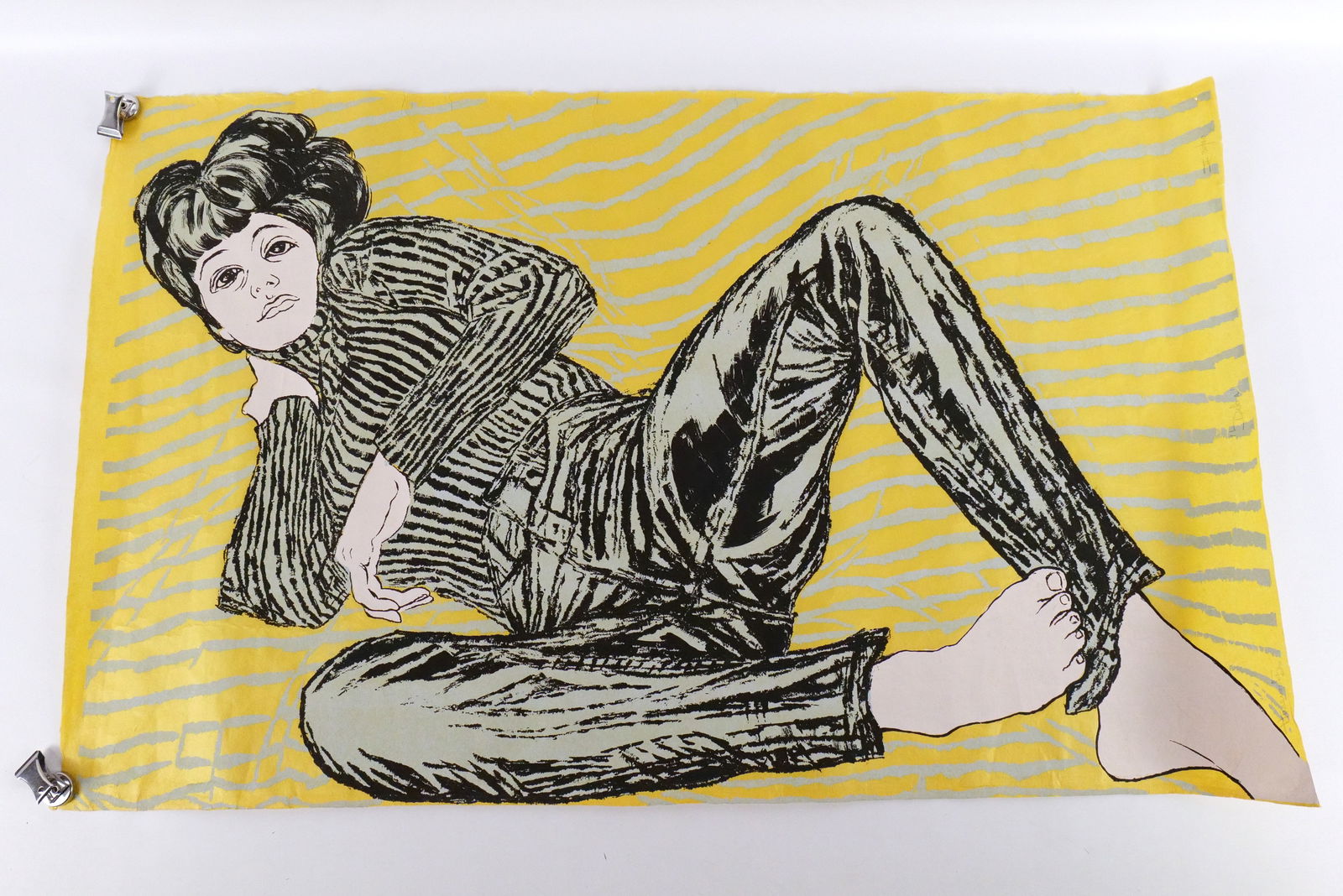 Mid Century Silkscreen Print by Hurewitz "Debra": Mid Century Silkscreen Print by Florence Hurewitz (1922-2016). Entitled "Debra". Signed in pencil lower left Hurewitz. Numbered 36/40. Unframed. Florence Hurewitz (1922-2016) was a professional Americ