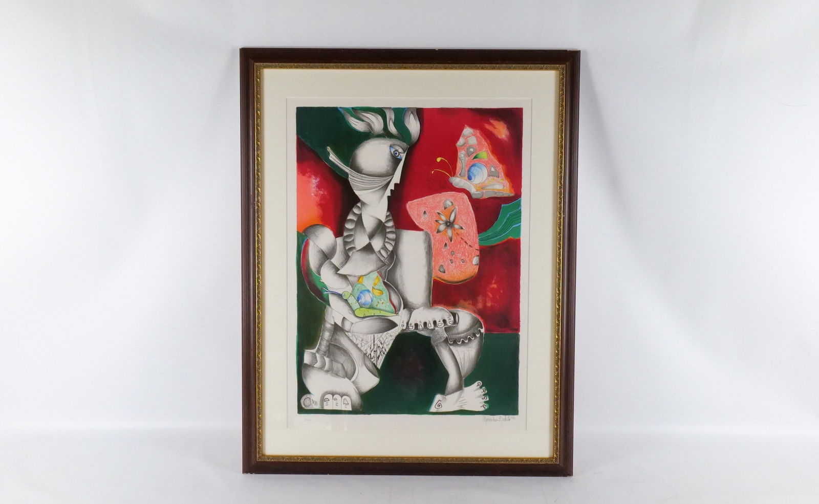 Lithograph by Alexandra Nechita: Lithograph by Alexandra Nechita. Entitled "Victorious Spirit". Signed and Numbered #133/2500 - 1996. Comes with COA. Has raised French seal. Measures 37.5" tall x 29.5" wide. Alexandra Nechita is a gl