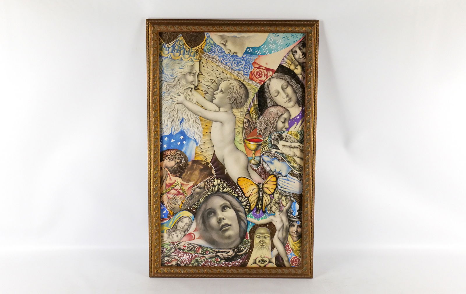 Mix-Media Pen & Ink by Josef Kozak (1953-2025): Mix-Media Pen & Ink by Josef Kozak (1953-2025) Folk Art Kings, Queen's Religious and Mythological Themed Illustration. This is a Pencil, Pen and Ink with watercolor and paint highlights. Signed lower