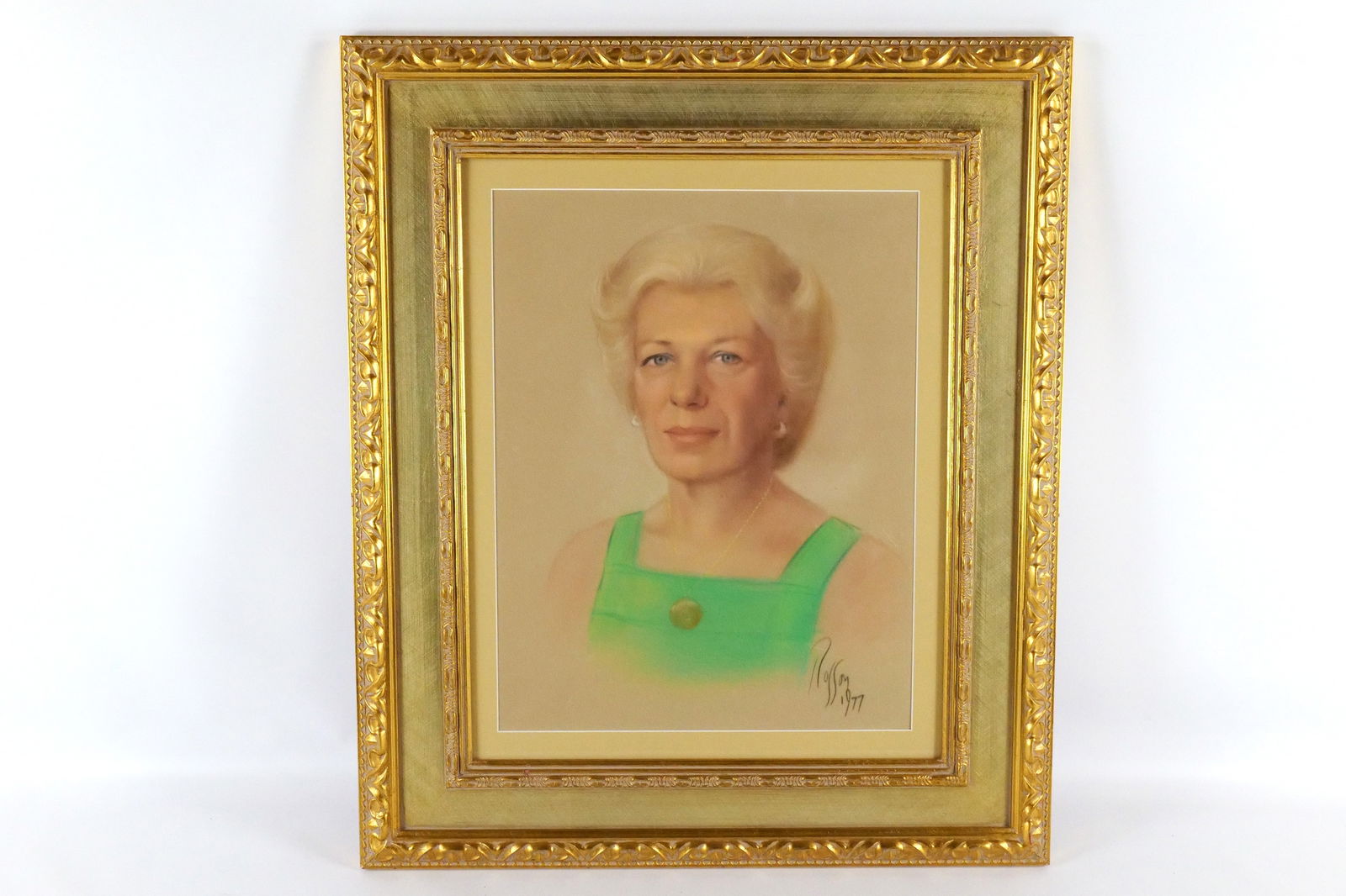 Pastel Portrait by Rossen: Pastel Portrait by Rossen signed and dated 1977, measures 27 inches tall by 23 inches long. All invoices must be paid within 24 hours of the sale. We offer multiple shipping options, please read the s
