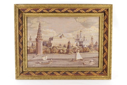 Framed Tapestry depicting a View of the Moscow Kremlin