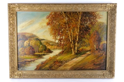 Oil on Canvas depicting a Fall Landscape