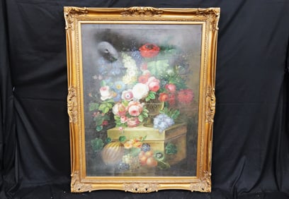 Oversized Serigraph on Canvas with hand painted accents