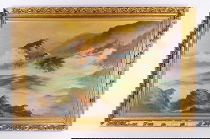 Oversized Oil on Canvas depicting a Costal Scene