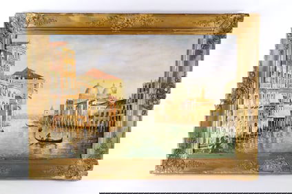 Oil on Canvas by Wilson depicting a Venice Scene