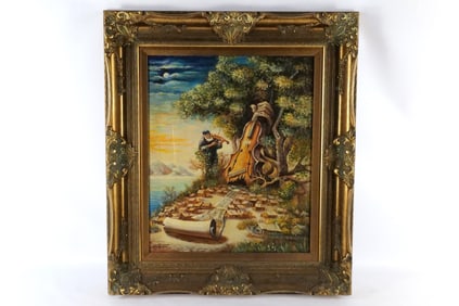 Oil on Canvas by Dilon depicting a Judica Scene