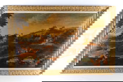 Print on Canvas depicting an European Town Scene