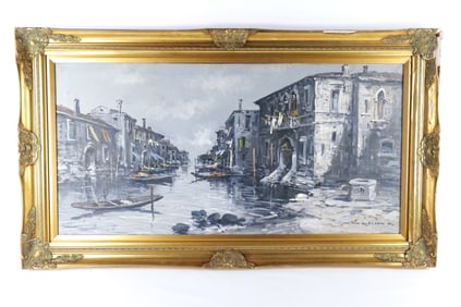 Oil on Canvas depicting a Venise Scene