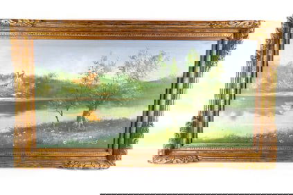 Oil on Canvas by Edwards depicting a Cottage Landscape