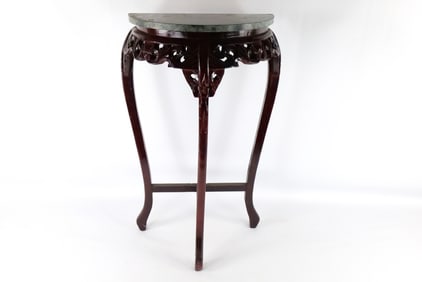 Marble Top Half Moon Oriental Side Table
