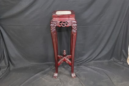 Carved Marble Topped Oriental Plantstand