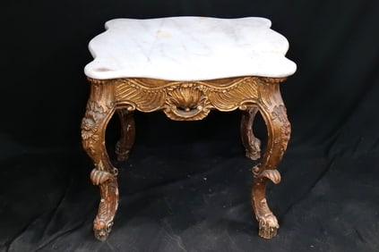 French Provincial Marble Topped Side Table