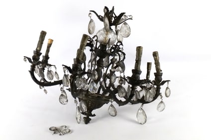 8 -Arm Brass and Crystal Chandlier