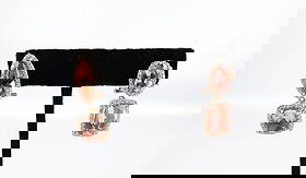 14K Rose Gold Morganite and Diamond Earrings: 14K Rose Gold Morganite and Diamond Earrings. Contains 4 Pieces of Morganite weighing approx. 11.59 carats and 104 Round Diamonds weighing approx. 1.14 carats. Total Weight of Earrings weigh 10.2 gram