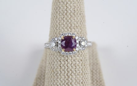 Oscar Friedman 18K Gold Sapphire & Diamond Ring