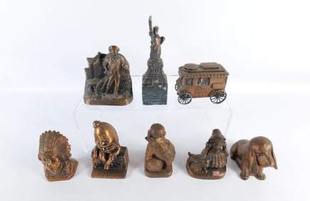 Lot of 8 Vintage Mixed Metal and Brass Banks