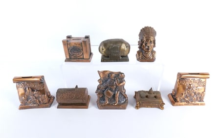 Lot of 8 Vintage Mixed Metal and Brass Banks