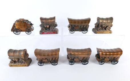 Lot of 8 Vintage Mixed Metal and Brass Wagon Banks