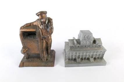 Lot of 2 Vintage Brass and Mixed Metal Banks