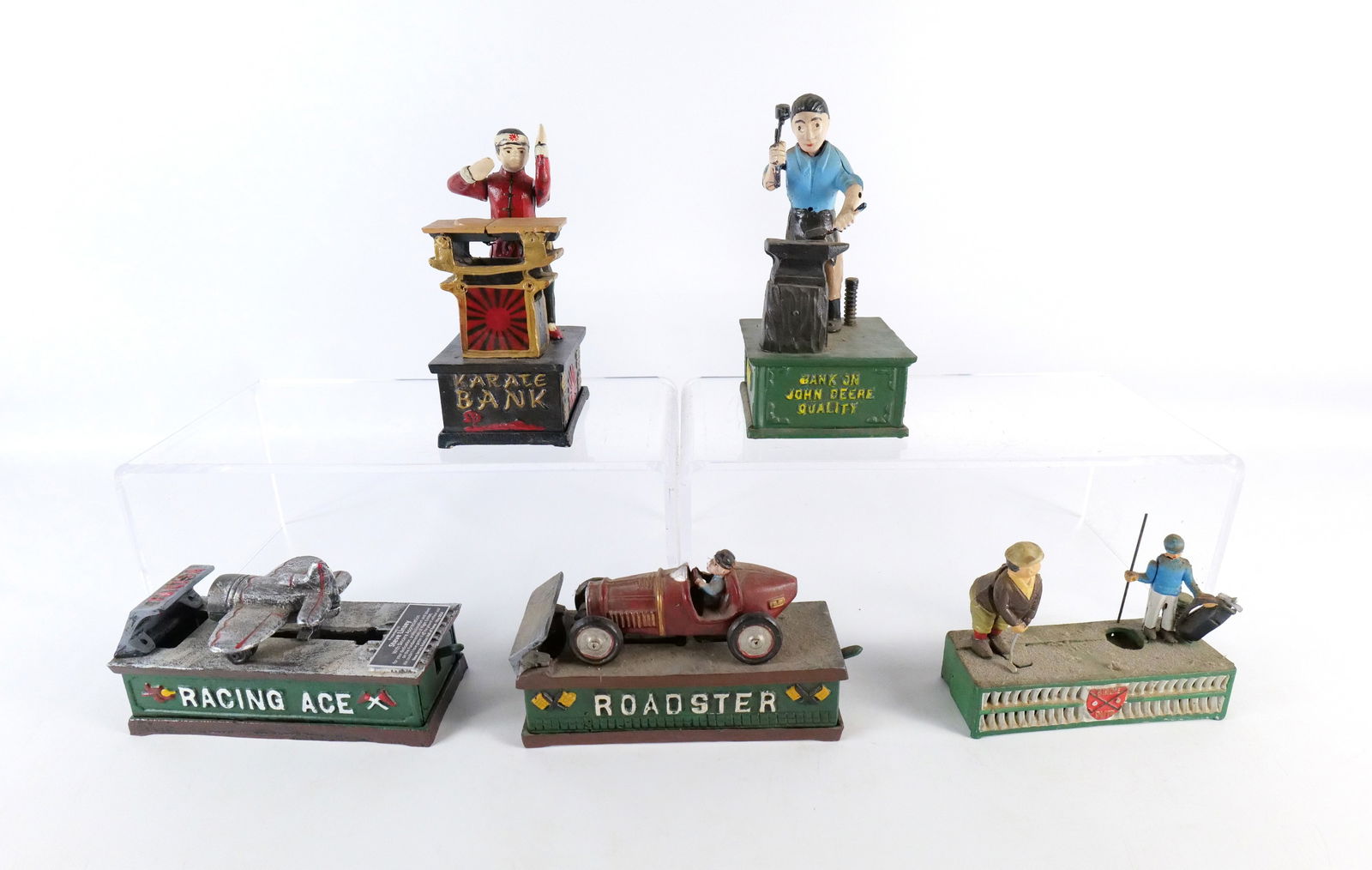 Lot of 5 Vintage Reproduction Cast Iron Banks (1 of 11)