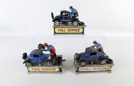 Lot of 3 Vintage Reproduction Cast Iron Full Service Mechanic Banks