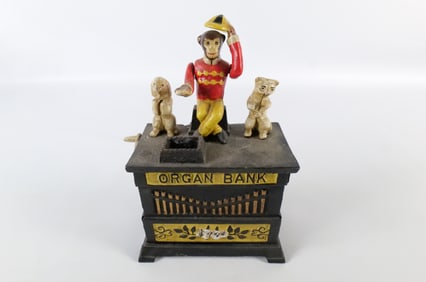 Cast Iron Vintage Kyser & Rex Organ Mechanical Bank