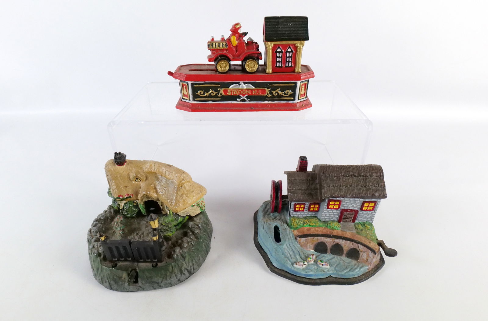 Lot of 3 Vintage Reproduction Bits and Pieces Mechanical Cast Iron Banks (1 of 9)