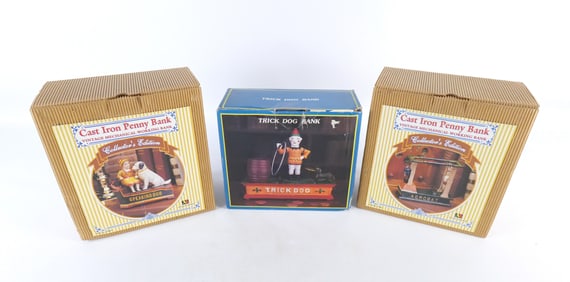 Lot of 3 Vintage Reproduction Mechanical Cast Iron Banks