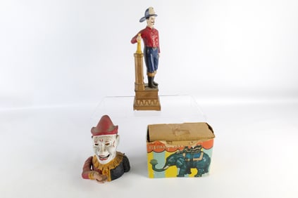 Lot of 3 Cast Iron Banks