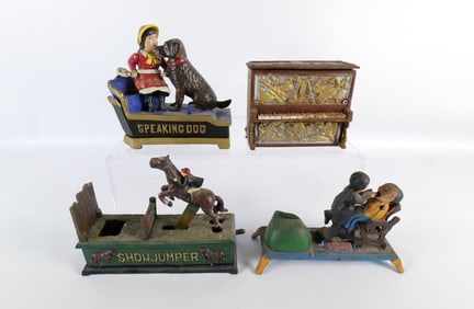 Lot of 4 Vintage Reproduction Mechanical and Still Banks