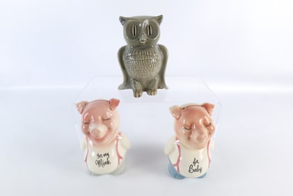 Lot of 3 Vintage 1950's Ceramic Banks