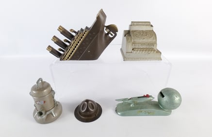 Lot of 5 Mechanical and Still Metal Banks