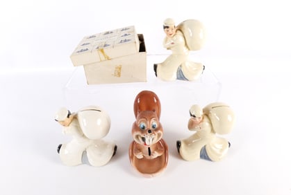 Lot of 4 Vintage 1950's Ceramic Banks