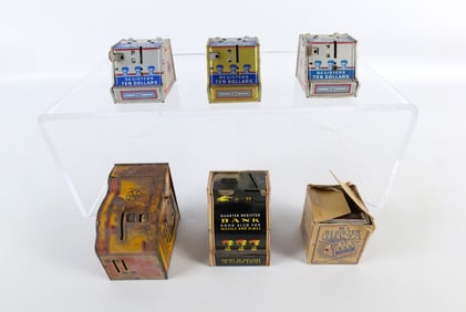 Lot of Vintage Tin Litho Cash Register Banks