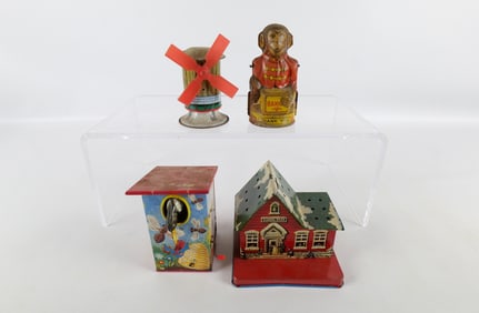 Lot of 4 Tin Litho Banks