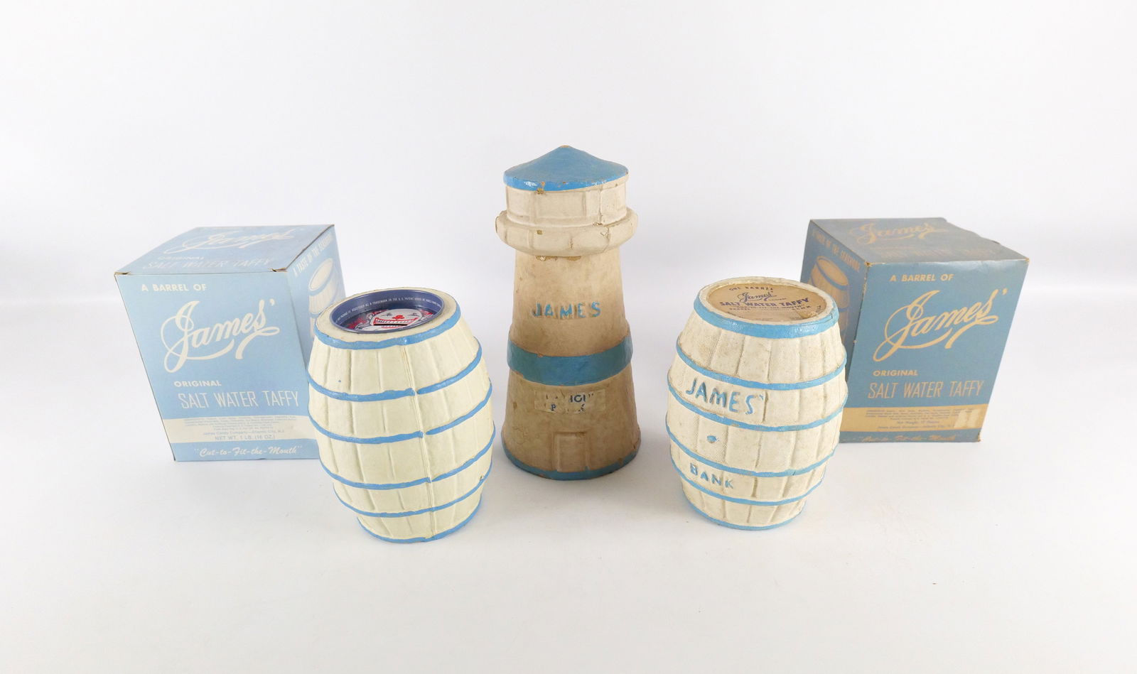 Lot of James Bank Paper Mache Salt Water Taffy Banks (1 of 10)